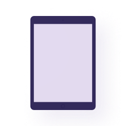 Purple tablet on a white background